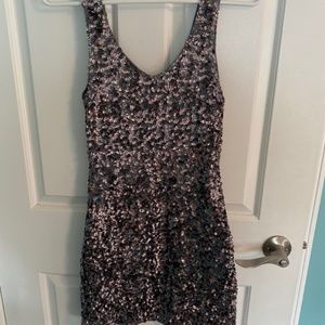 Silver Sequin Bodycon Dress, Size Medium